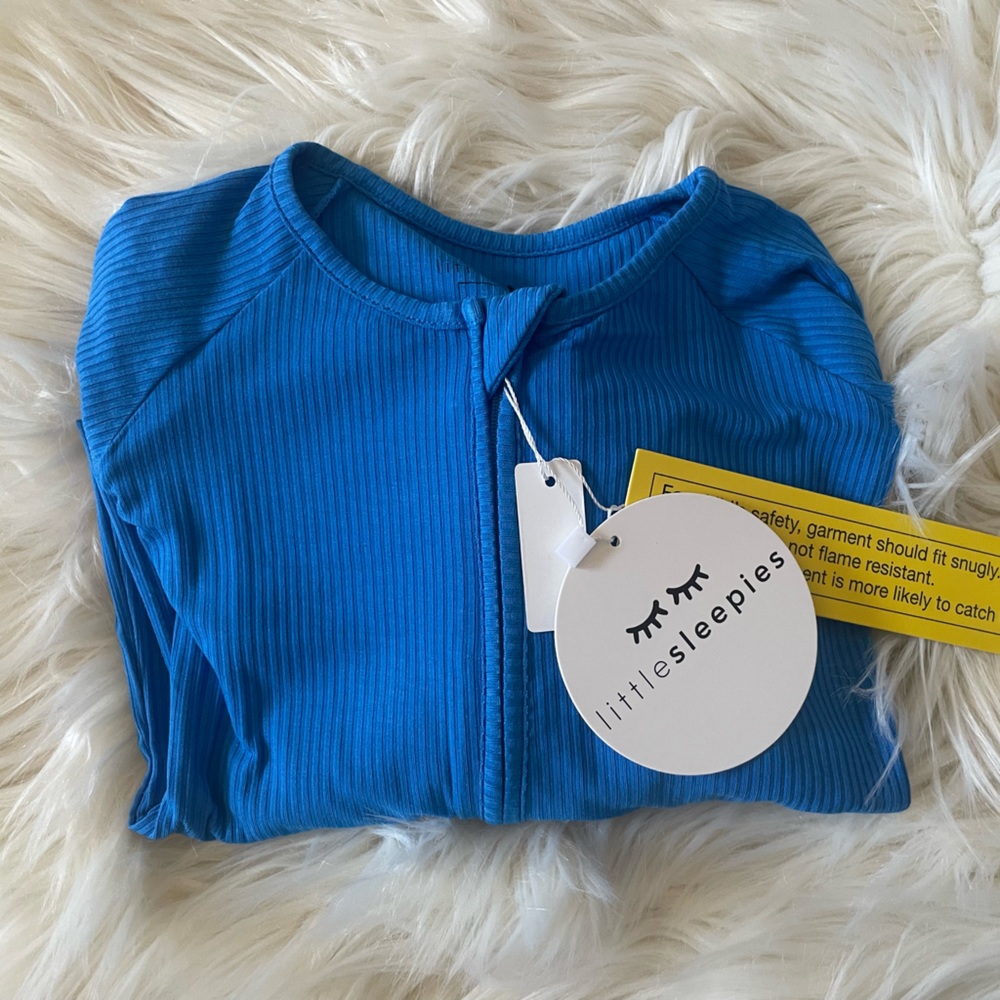 Little Sleepies Cobalt ribbed zippy